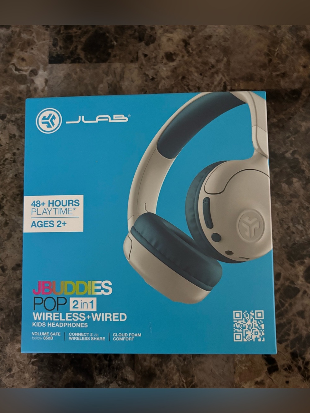 JLab JBuds Pop 2-in-1 Kids Wireless+Wired Headphones Over Ear Ages 2+ New